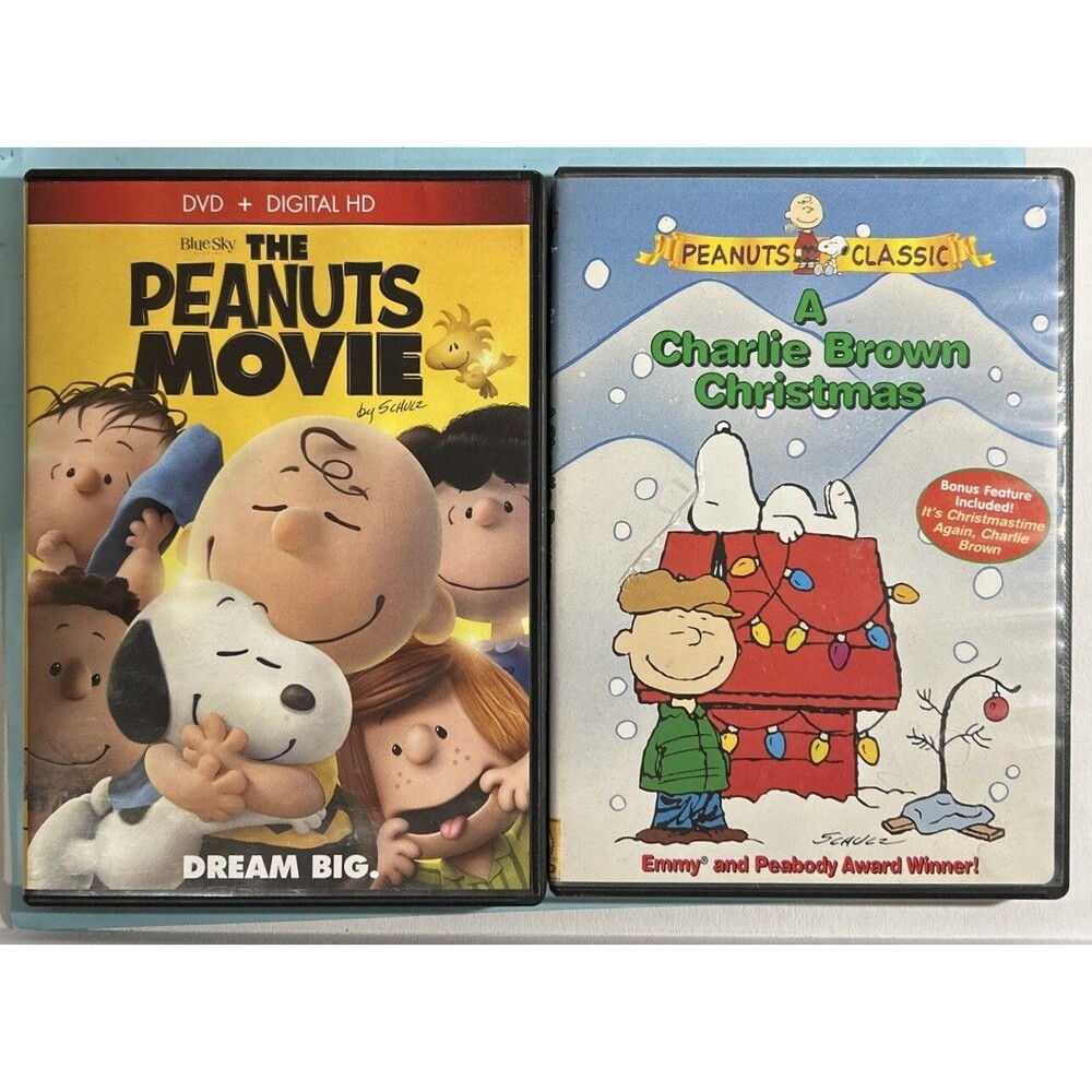 (2 ) The Peanuts Movie (Blu-ray/DVD, 2016 & 1965 A Charlie Brown Christmas EUC